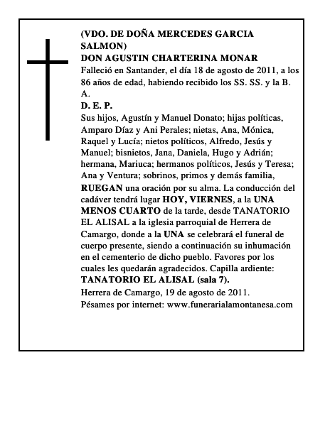 DON AGUSTIN CHARTERINA MONAR