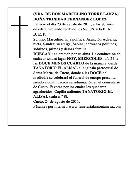 DOÑA TRINIDAD FERNANDEZ LOPEZ