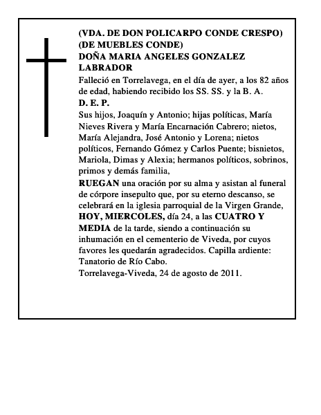 DOÑA MARIA ANGELES GONZALEZ LABRADOR