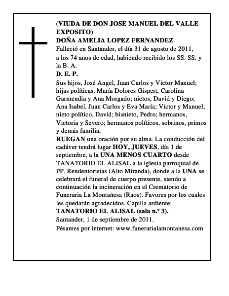 DOÑA AMELIA LOPEZ FERNANDEZ