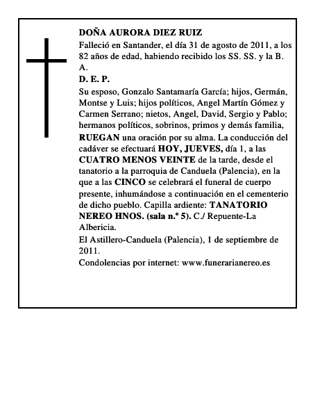 DOÑA AURORA DIEZ RUIZ