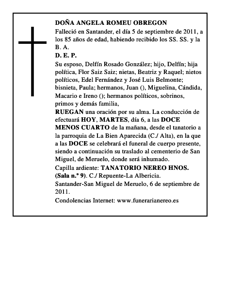 DOÑA ANGELA ROMEU OBREGON