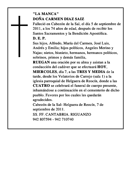 DOÑA CARMEN DIAZ SAIZ