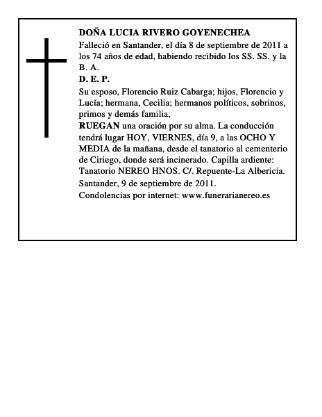 DOÑA LUCIA RIVERO GOYENECHEA