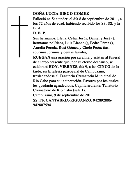 DOÑA LUCIA DIEGO GOMEZ