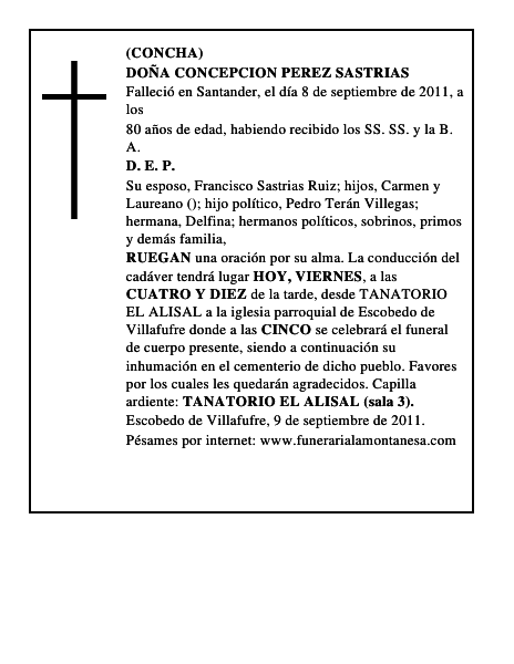 DOÑA CONCEPCION PEREZ SASTRIAS