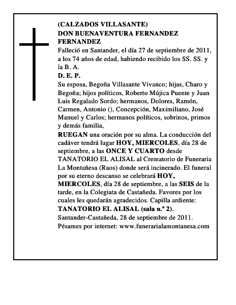 DON BUENAVENTURA FERNANDEZ FERNANDEZ