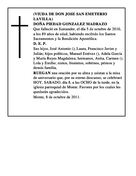 DOÑA PIEDAD GONZALEZ MADRAZO