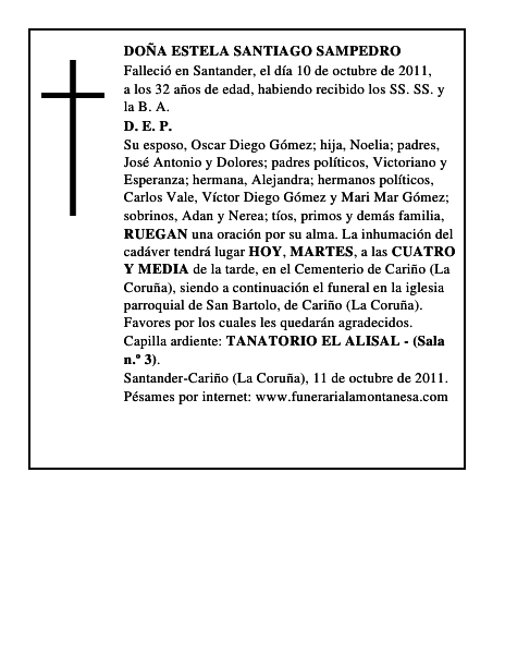 DOÑA ESTELA SANTIAGO SAMPEDRO
