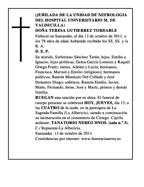 DOÑA TERESA GUTIERREZ TORDABLE