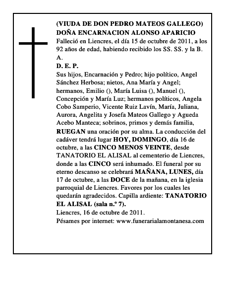 DOÑA ENCARNACION ALONSO APARICIO