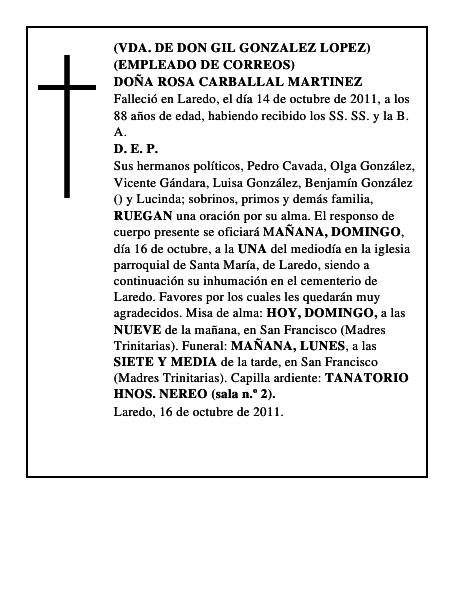 DOÑA ROSA CARBALLAL MARTINEZ