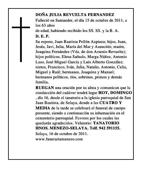 DOÑA JULIA REVUELTA FERNANDEZ