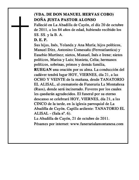 DOÑA JUSTA PASTOR ALONSO