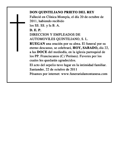 DON QUINTILIANO PRIETO DEL REY