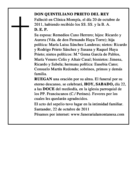 DON QUINTILIANO PRIETO DEL REY