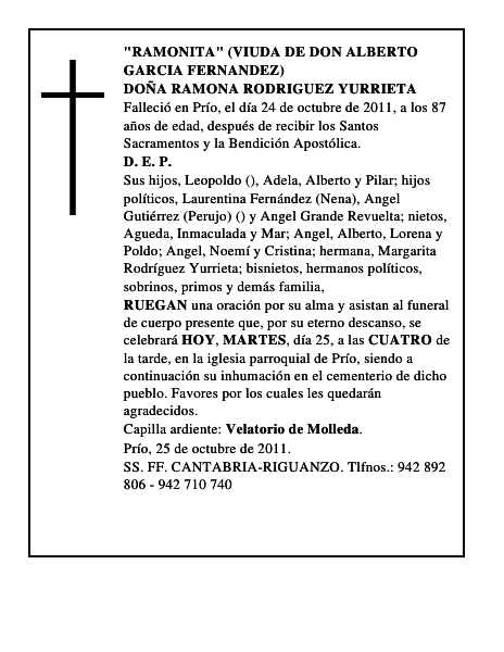 DOÑA RAMONA RODRIGUEZ YURRIETA
