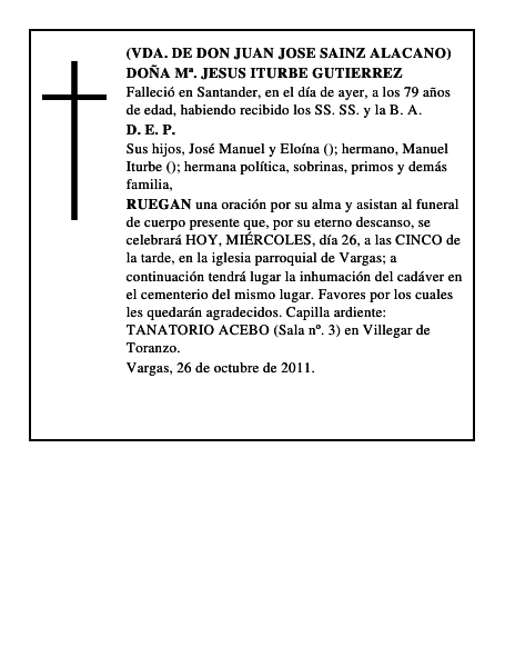 DOÑA Mª. JESUS ITURBE GUTIERREZ