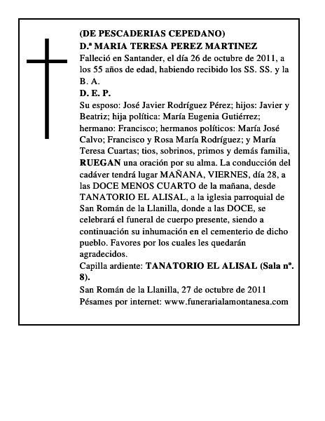 D.ª MARIA TERESA PEREZ MARTINEZ