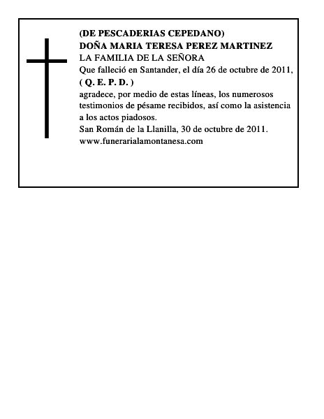 DOÑA MARIA TERESA PEREZ MARTINEZ