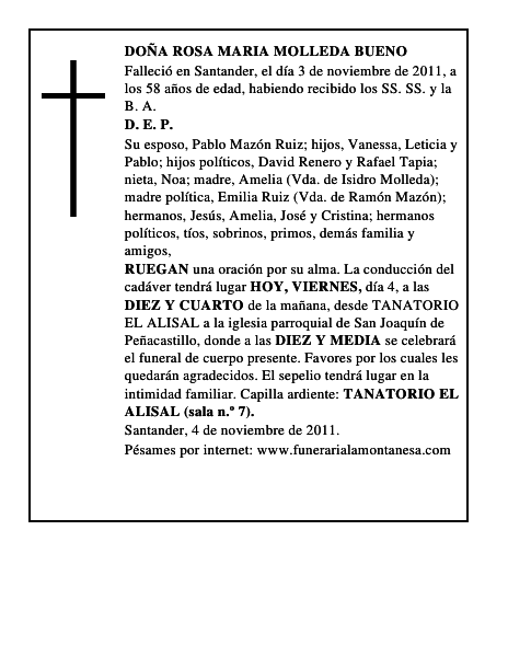 DOÑA ROSA MARIA MOLLEDA BUENO
