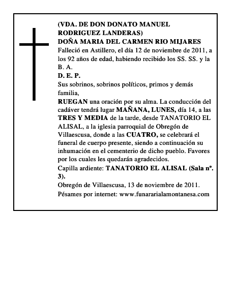 DOÑA MARIA DEL CARMEN RIO MIJARES