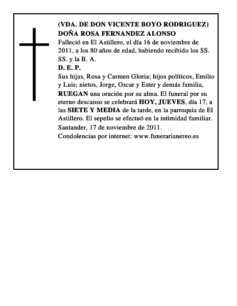DOÑA ROSA FERNANDEZ ALONSO