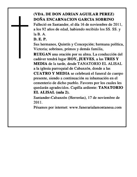 DOÑA ENCARNACION GARCIA SOBRINO
