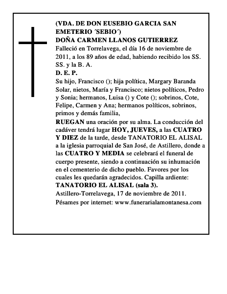DOÑA CARMEN LLANOS GUTIERREZ