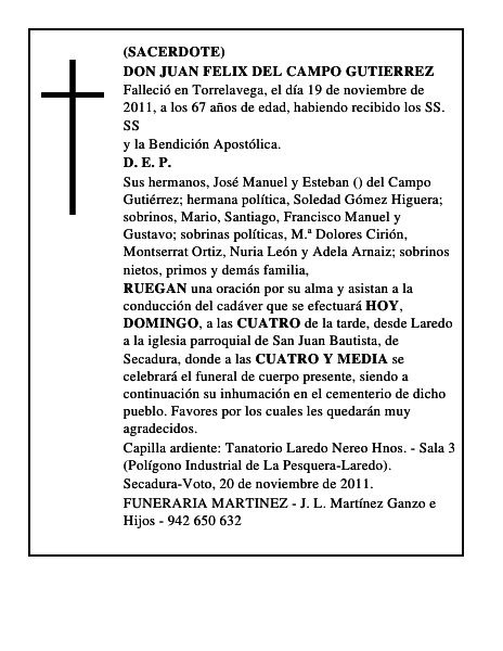 DON JUAN FELIX DEL CAMPO GUTIERREZ