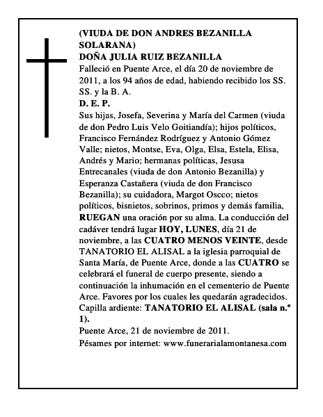 DOÑA JULIA RUIZ BEZANILLA