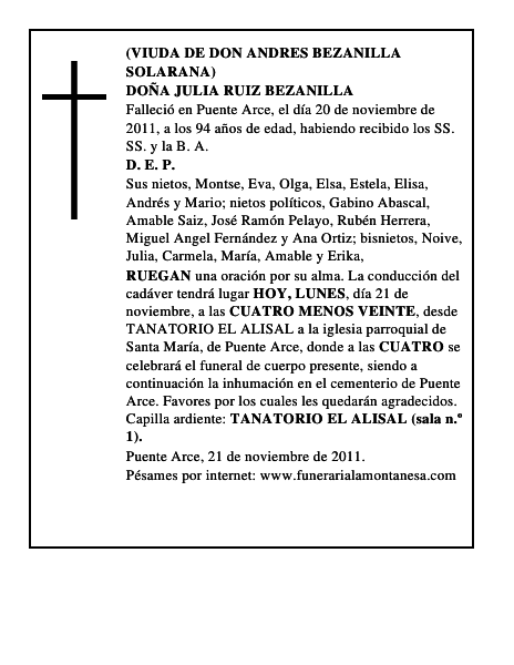 DOÑA JULIA RUIZ BEZANILLA