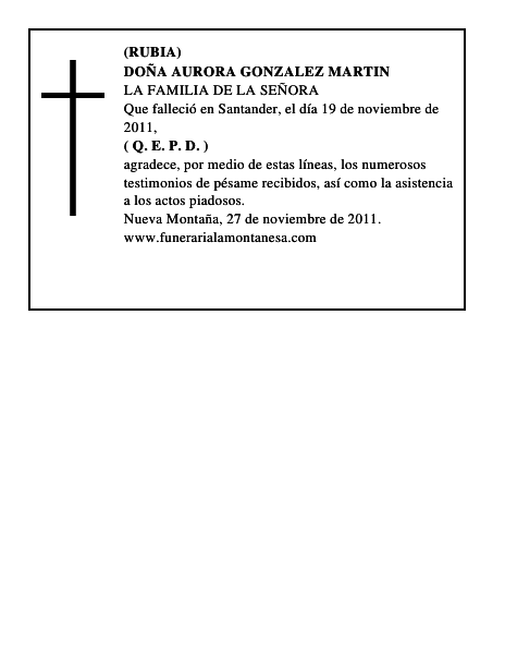 DOÑA AURORA GONZALEZ MARTIN