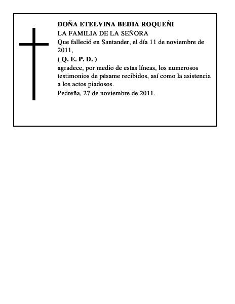 DOÑA ETELVINA BEDIA ROQUEÑI