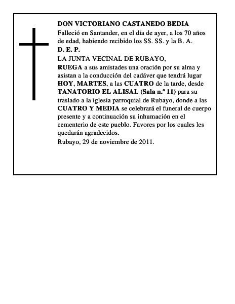 DON VICTORIANO CASTANEDO BEDIA