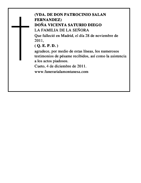 DOÑA VICENTA SATURIO DIEGO