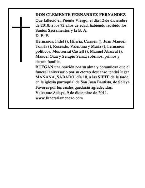 DON CLEMENTE FERNANDEZ FERNANDEZ