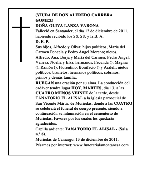 DOÑA OLIVA LANZA VARONA
