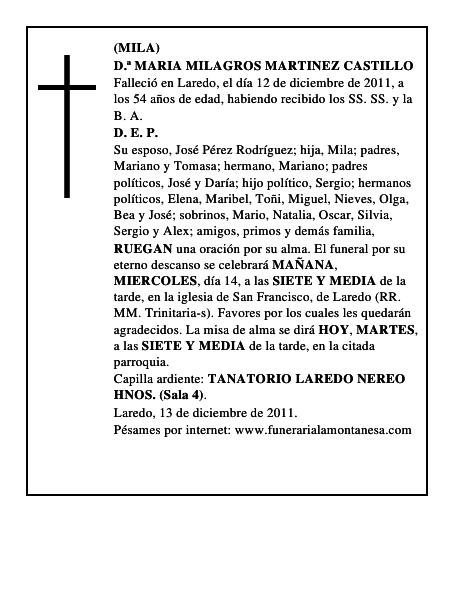 D.ª MARIA MILAGROS MARTINEZ CASTILLO