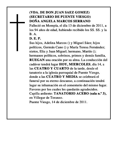 DOÑA ANGELA MARCOS SERRANO