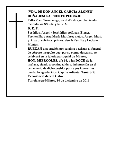 DOÑA JESUSA PUENTE PEDRAJO