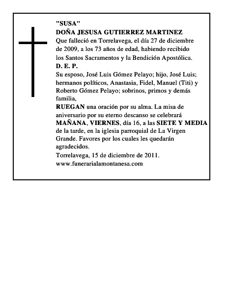 DOÑA JESUSA GUTIERREZ MARTINEZ