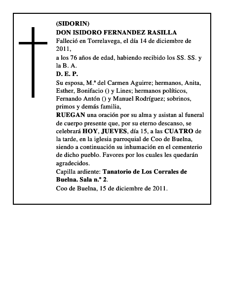 DON ISIDORO FERNANDEZ RASILLA