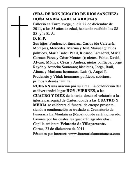 DOÑA MARIA GARCIA ARRUZAS