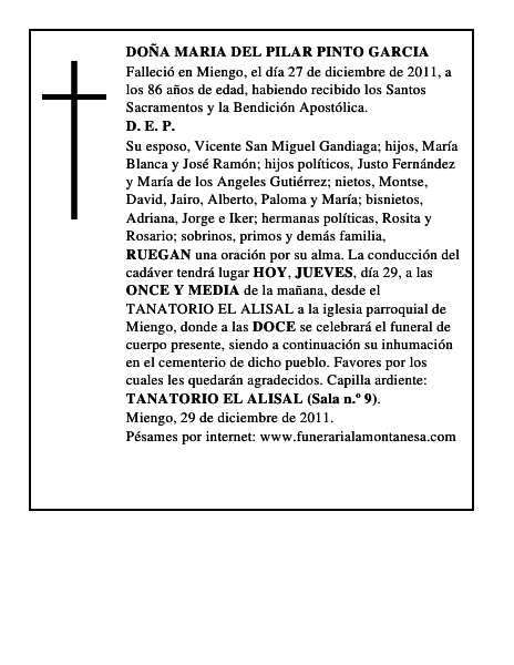 DOÑA MARIA DEL PILAR PINTO GARCIA