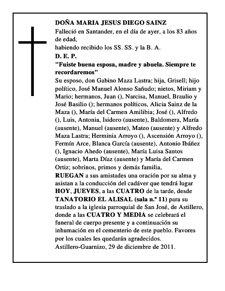 DOÑA MARIA JESUS DIEGO SAINZ