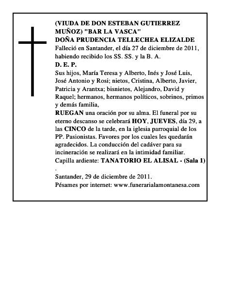 DOÑA PRUDENCIA TELLECHEA ELIZALDE