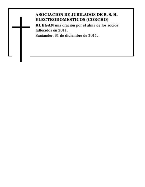 ASOCIACION DE JUBILADOS DE B. S. H. ELECTRODOMESTICOS (CORCHO)