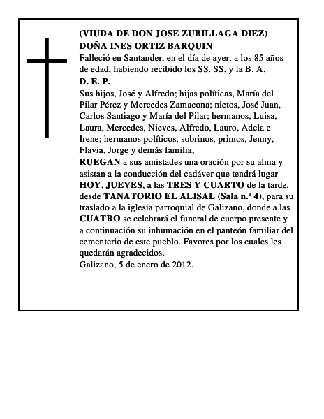 DOÑA INES ORTIZ BARQUIN