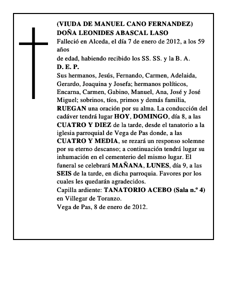 DOÑA LEONIDES ABASCAL LASO
